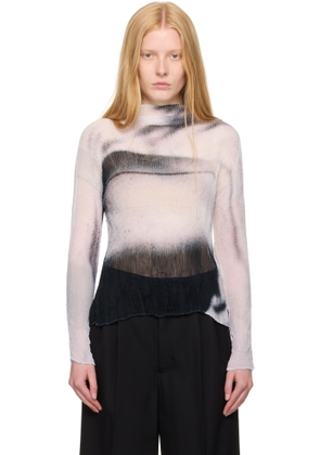 ISSEY MIYAKE White & Black Shadow Study Pleats Chiffon Twist Turtleneck