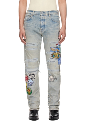 AMIRI Blue Station Patch Repair Slim Jeans