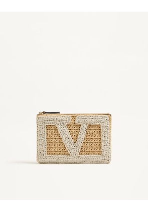 Valentino Garavani Valentino Garavani Viva Superstar Small Pouch In Synthetic Raffia Woman NATURAL/BUTTER UNI