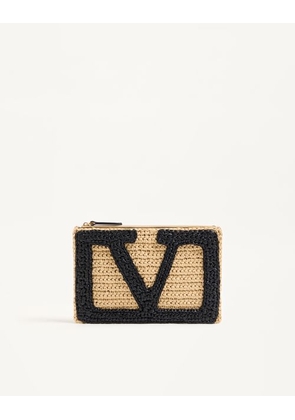 Valentino Garavani Valentino Garavani Viva Superstar Small Pouch In Synthetic Raffia Woman NATURAL UNI