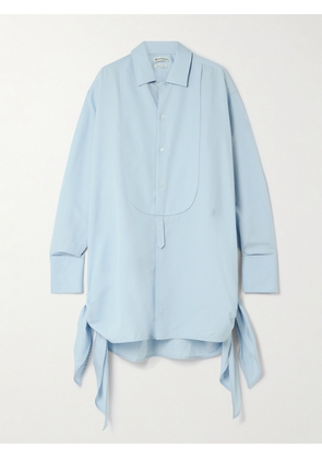 JW Anderson - Tie-detailed Cotton And Silk-blend Mini Shirt Dress - Blue - UK 4,UK 6,UK 8,UK 10,UK 12,UK 14