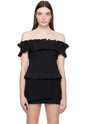 GANNI Black Smock Blouse