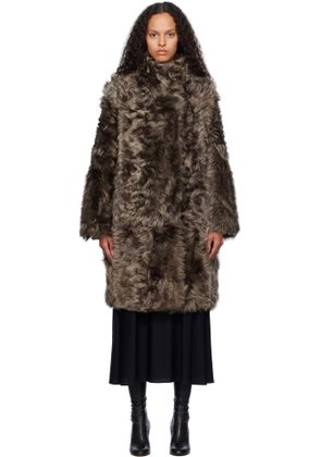 Yves Salomon Brown Toscana Folk Reversible Shearling Jacket