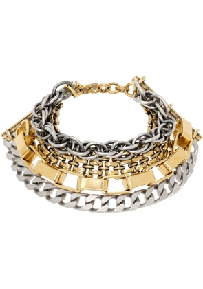 MM6 Maison Margiela Silver & Gold Mixed Chain Bracelet