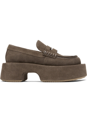 JW Anderson Taupe Suede Platform Slip-on Loafers