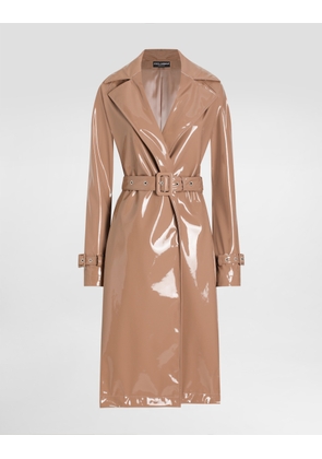 Dolce & Gabbana Coated Faux Leather Trench Coat - Woman Coats And Jackets Blush 36
