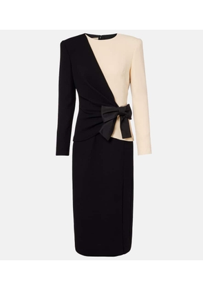 Valentino Silk-trimmed virgin wool midi dress