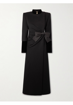 Valentino Garavani - Bow-detailed Velvet-trimmed Wool And Cashmere-blend Coat - Black - IT36,IT38,IT40,IT42,IT44,IT46,IT48