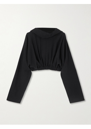 Rick Owens - Cropped Wool-crepe Hoodie - Black - One size