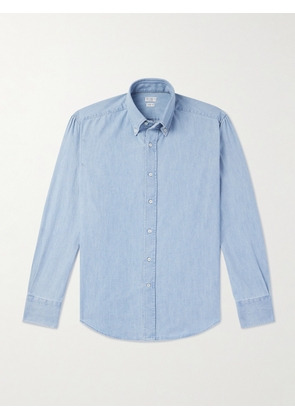 Brunello Cucinelli - Button-Down Collar Cotton-Chambray Shirt - Men - Blue - S