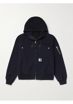 Sacai - Carhartt WIP Jersey-Trimmed Cotton-Canvas Hooded Blouson Jacket - Men - Black - 1