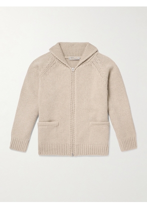 FrizmWORKS - Shawl-Collar Wool-Blend Zip-Up Cardigan - Men - Neutrals - S