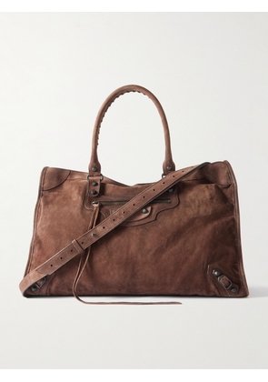 Balenciaga - Le City Large Waxed-Suede Tote Bag - Men - Brown