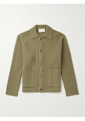 AMI PARIS - Ribbed Wool, Cotton and Alpaca-Blend Cardigan - Men - Green - XS