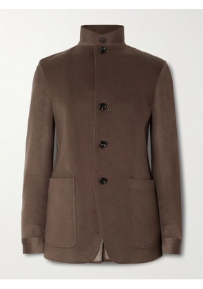 Zegna - II Conte Leather-Trimmed Oasi Cashmere-Felt Jacket - Men - Brown - IT 46