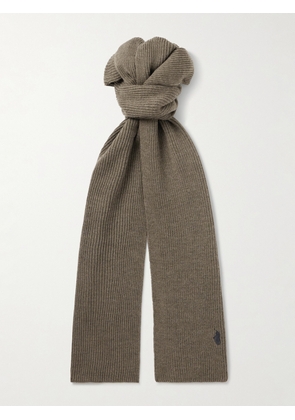 Polo Ralph Lauren - Logo-Embroidered Ribbed-Knit Wool Scarf - Men - Green