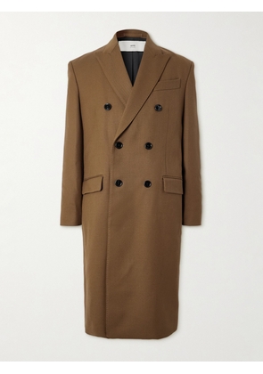 AMI PARIS - Double-Breasted Wool-Gabardine Coat - Men - Brown - IT 46