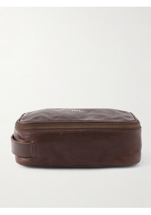RRL - Logo-Print Leather Pouch - Men - Brown