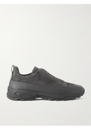 Zegna - Triple Stitch™ Monte Rubber-Trimmed Suede Slip-On Sneakers - Men - Gray - UK 7