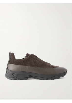 Zegna - Triple Stitch™ Monte Rubber-Trimmed Suede Slip-On Sneakers - Men - Brown - UK 7