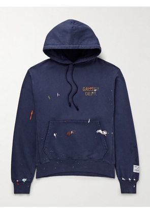 Gallery Dept. - Logo-Print Paint-Splattered Cotton-Jersey Hoodie - Men - Blue - XS