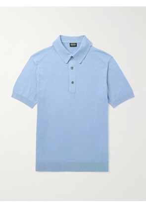 Zegna - Slim-Fit Cotton Polo Shirt - Men - Blue - IT 48