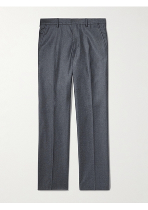 AMI PARIS - Virgin Wool-Flannel Straight-Leg Drawstring Trousers - Men - Gray - FR 36