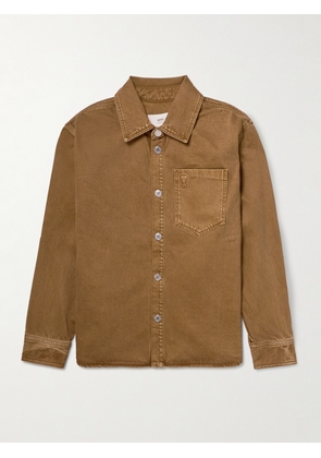 AMI PARIS - Logo-Embroidered Denim Overshirt - Men - Brown - XS
