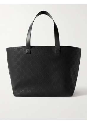 Gucci - Edge Large Leather-Trimmed Logo-Debossed Rubber Tote Bag - Men - Black
