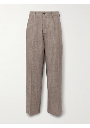 NN07 - Justin 10001 Straight-Leg Herringbone Wool and Cotton-Blend Suit Trousers - Men - Brown - 28W 32L
