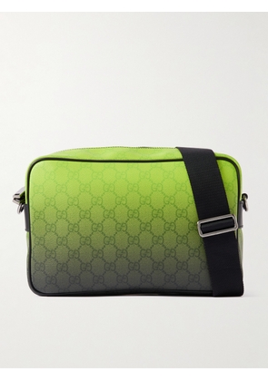 Gucci - Chroma Dégradé Monogrammed Full-Grain Leather Messenger Bag - Men - Green