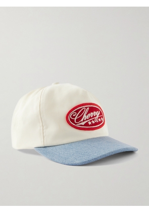 Cherry Los Angeles - Five Star Logo-Appliquéd Denim and Cotton-Twill Baseball Cap - Men - White