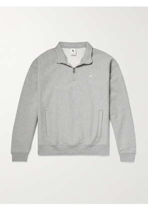 Nike - Solo Swoosh Logo-Embroidered Cotton-Jersey Half-Zip Sweatshirt - Men - Gray - S