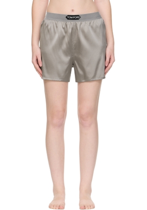TOM FORD Gray Stretch Silk Satin Boxer Shorts