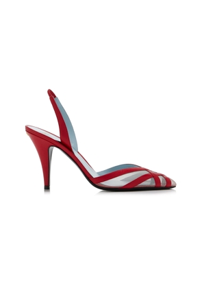 Valentino Garavani Impudance Leather and Mesh Slingback Pumps - Moda Operandi