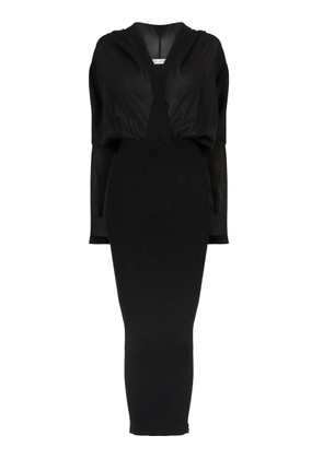 ALAÏA - Bi-Fabric Midi Dress - Black - FR 36 - Moda Operandi