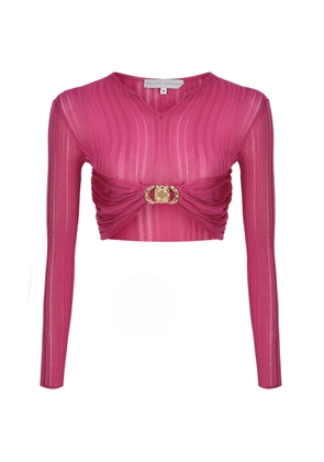 Raisa Vanessa Gold Buckle Knit Cropped Top - Moda Operandi