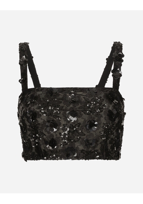 Dolce & Gabbana Bralette Top With Sequin Embroidery - Woman Shirts And Tops Black 38