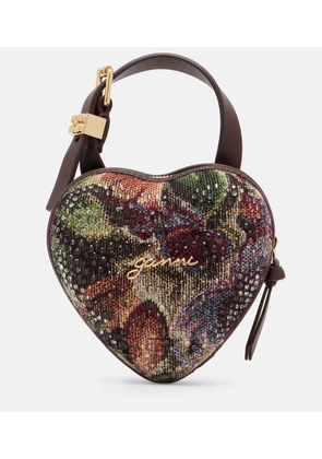 Ganni Nano Heart Mini embellished tote bag