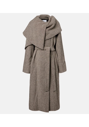 Ferragamo Herringbone wool and cotton wrap coat