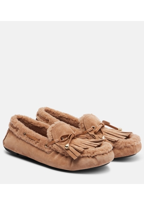 Jimmy Choo Manon F shearling-lined suede boat shoes