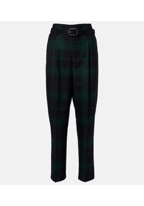 Polo Ralph Lauren Belted checked high-rise wool tapered pants