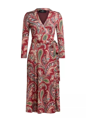ETRO paisley-print wrap midi dress - Red