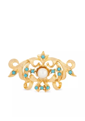 Susan Caplan Vintage 1980s Rediscovered faux-pearl embellished brooch - Gold