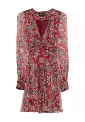 ETRO paisley-print v-neck mini dress - Red