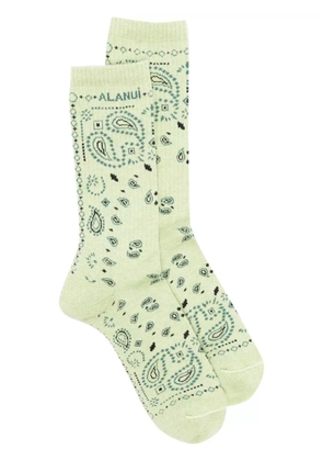 Alanui Bandana logo-embroidered ribbed-knit socks - Green