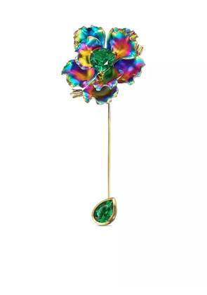 Anabela Chan 18kt yellow gold Bloom emerald pin - Green