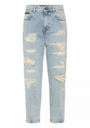 Philipp Plein ripped cropped jeans - Blue