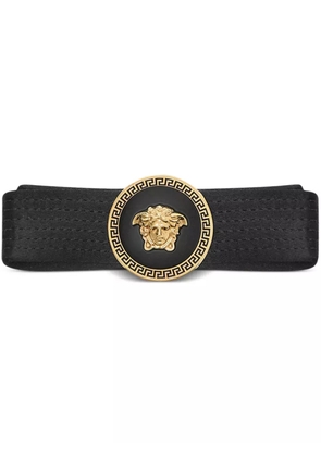 Versace Medusa-plaque decorative-stitch hairpin - Black