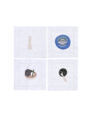 Chefanie Caviar Cocktail Napkins in White.